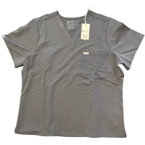 NEW! Womens Figs Catarina One Pocket Top Scrub Shirt Stretch Gray 2XL XXL